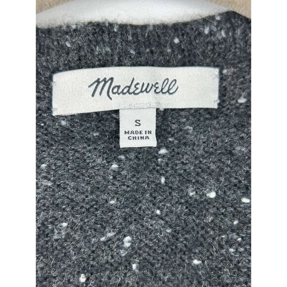 Madewell Women's S Wool Blend Black Confetti Knit Classic Open Cardigan Sweater - Picture 3 of 9